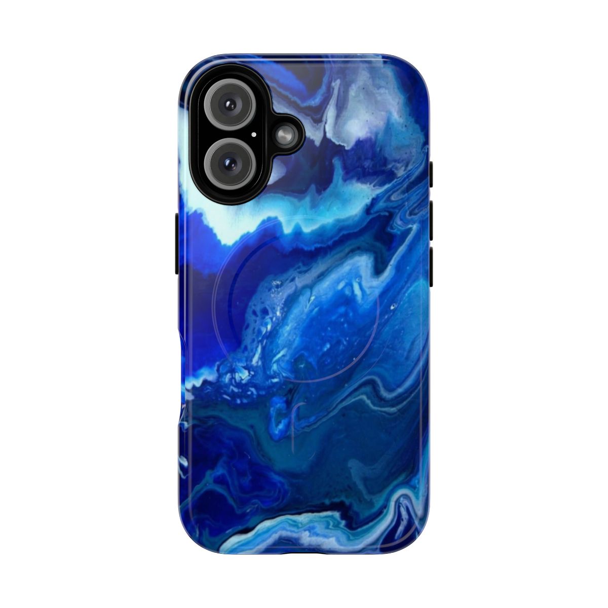 Fluid abstract fractal art phone case with ocean, beach, and space-inspired imagery