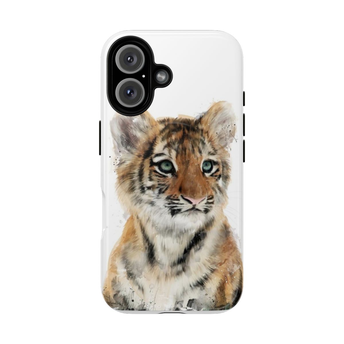 Magnetic phone case with a cute tiger cub portrait