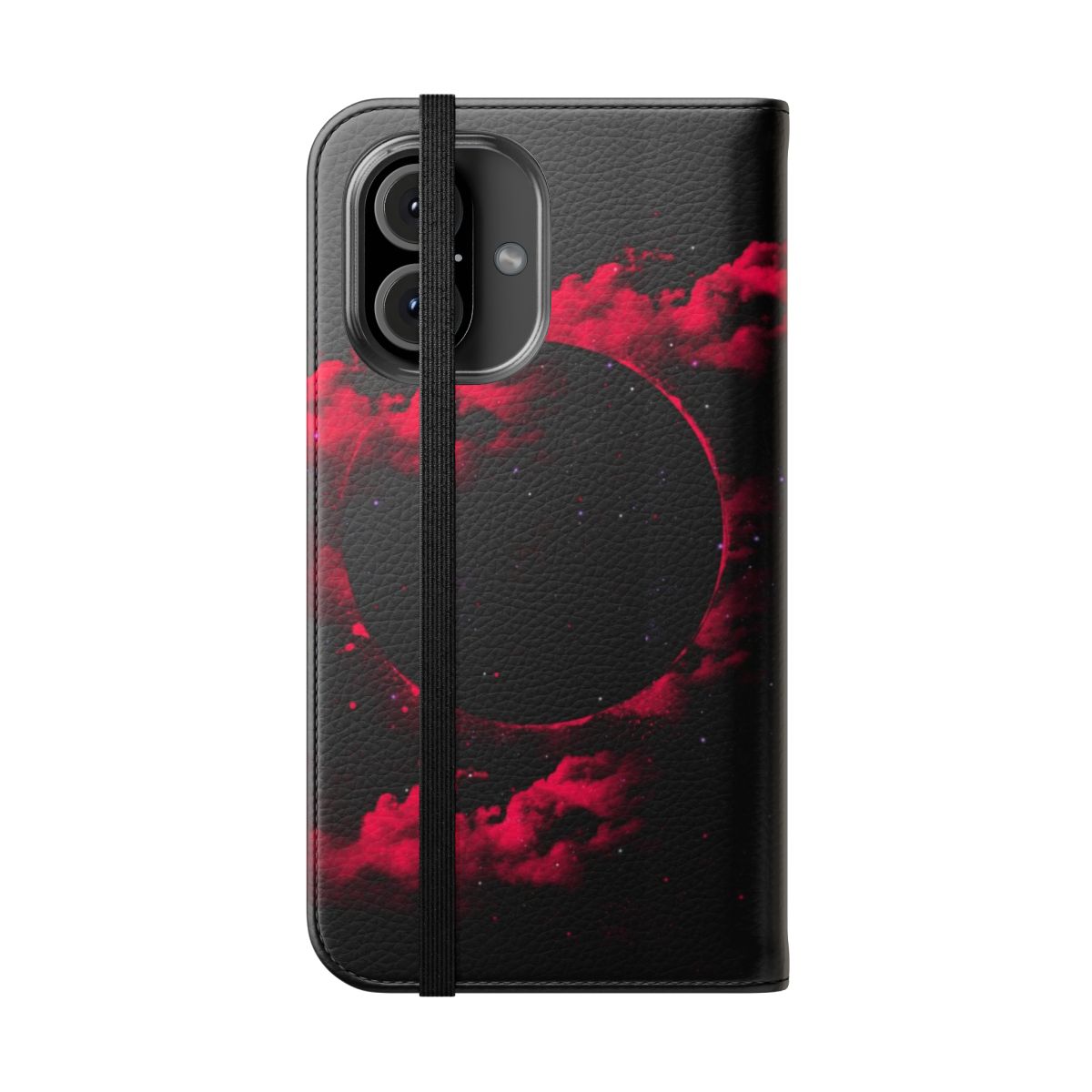 Black hole galaxy phone case with space and celestial design - Folded Front