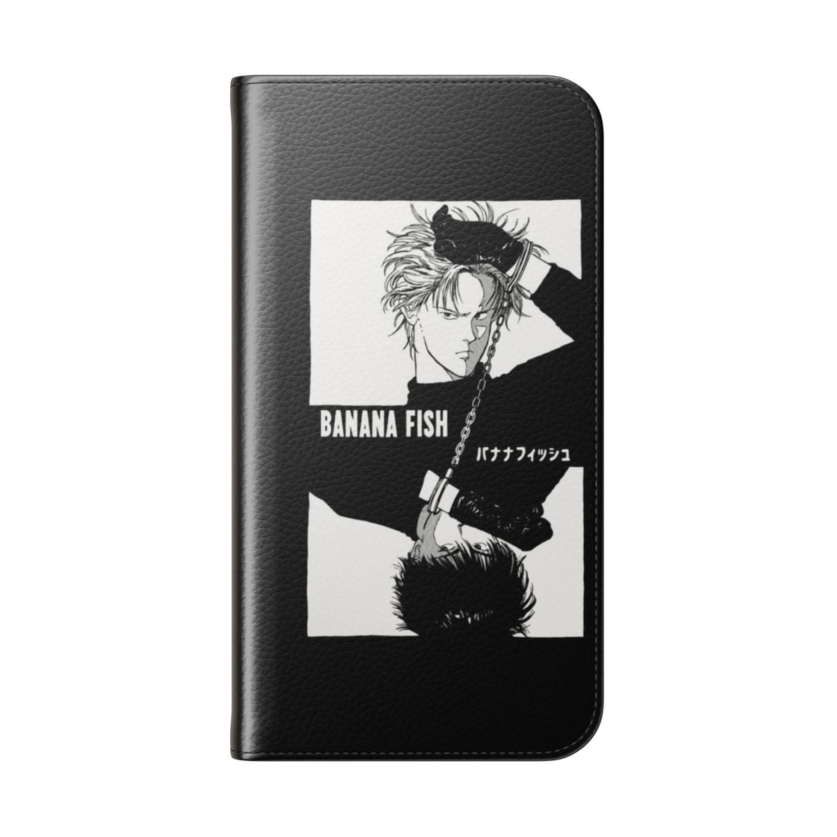 Banana Fish-themed flip cover phone case featuring the iconic chains design - Folded Back