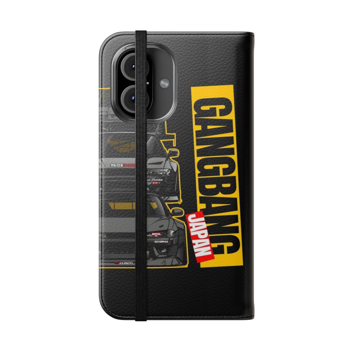 Flip cover phone case with custom car-inspired design - Folded Front