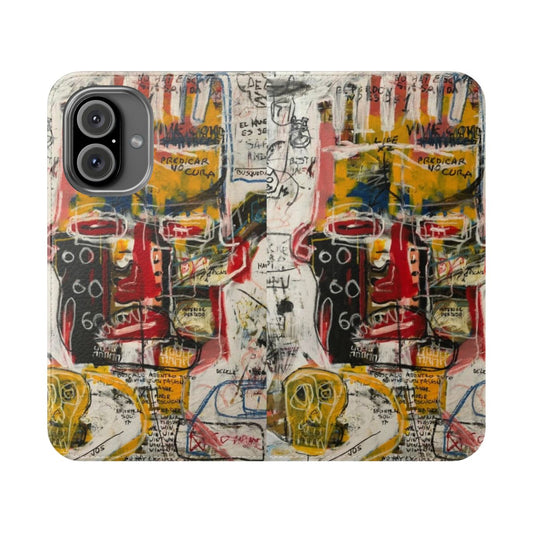 Portrait skull design flip cover phone case