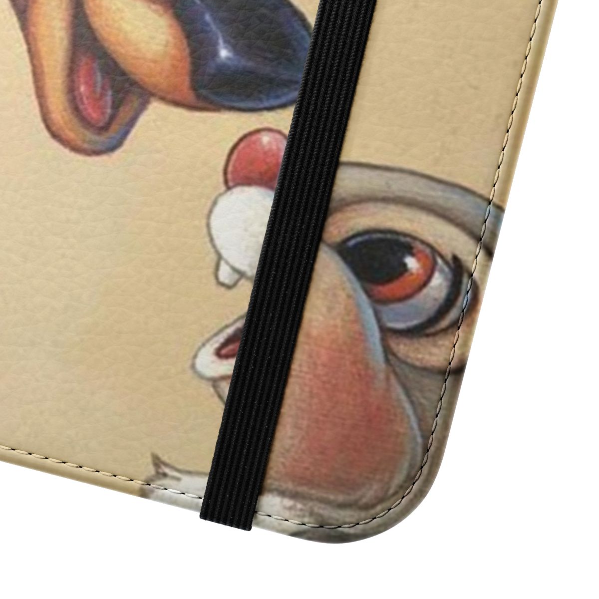 Flip cover phone case featuring a sweet illustration of Bambi the fawn and Thumper the rabbit in a natural setting. - Close Up