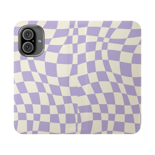 Soft purple warp checked pattern phone case cover