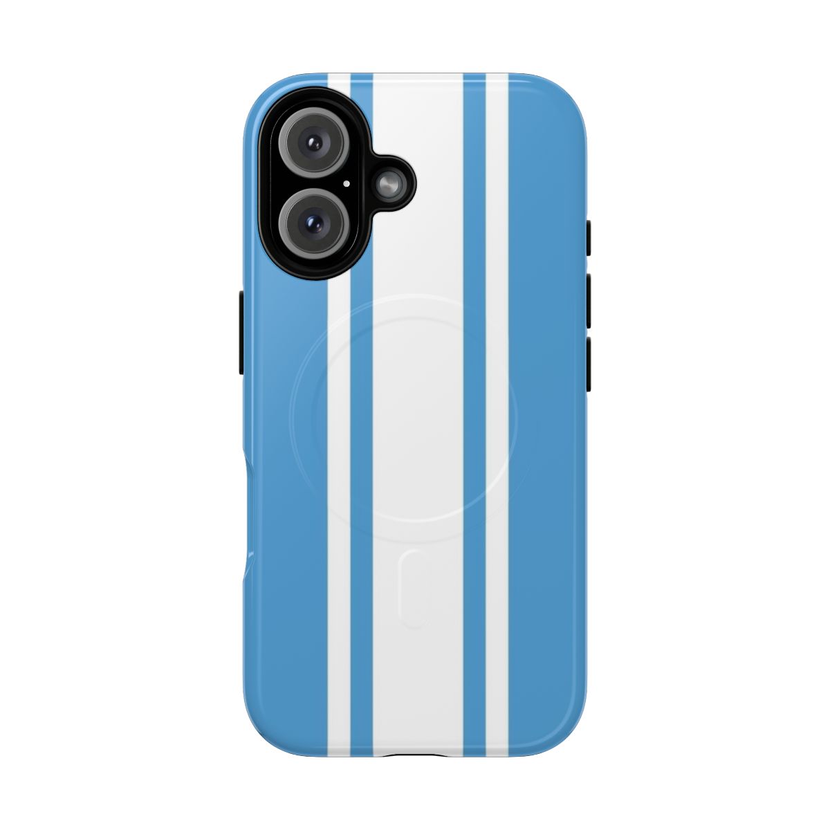 Vertical power stripe magnetic tough phone cases in carolina blue and white