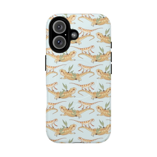 Bearded dragon graphic on a tough, magnetic phone case