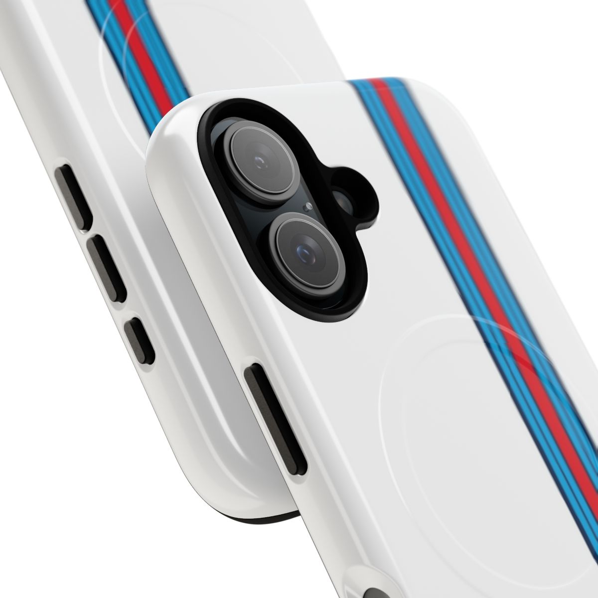 Martini-themed magnetic tough phone case with racing stripes and vector art - Detail