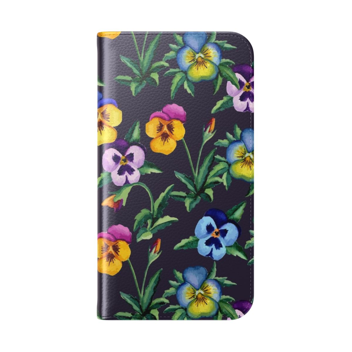 Pansy violet floral pattern phone case with watercolor-style design - Folded Back