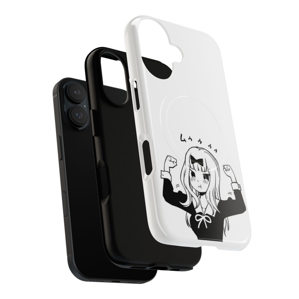 A tough, magnetic phone case featuring a colorful design of Chika Fujiwara from the popular anime series Kaguya-sama: Love is War. - Layers