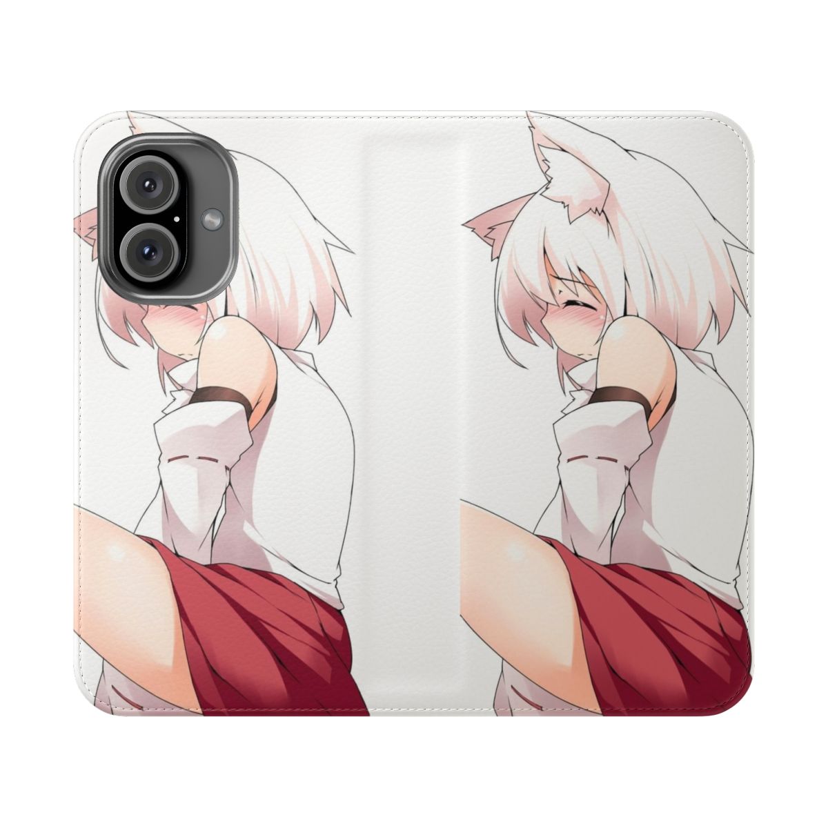 Colorful anime-style illustration of a catgirl character on a phone case