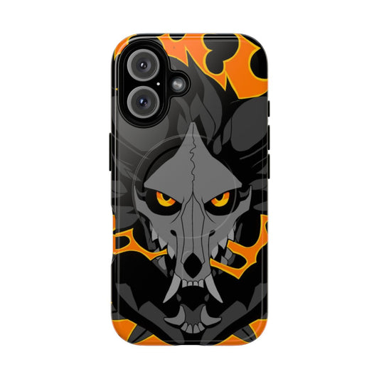 Edgy flame skull dog pattern on a durable magnetic phone case