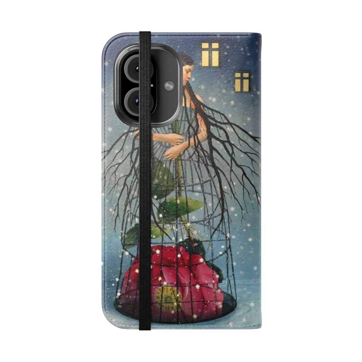 Unique digital collage phone case featuring vintage designs and artwork - Folded Front