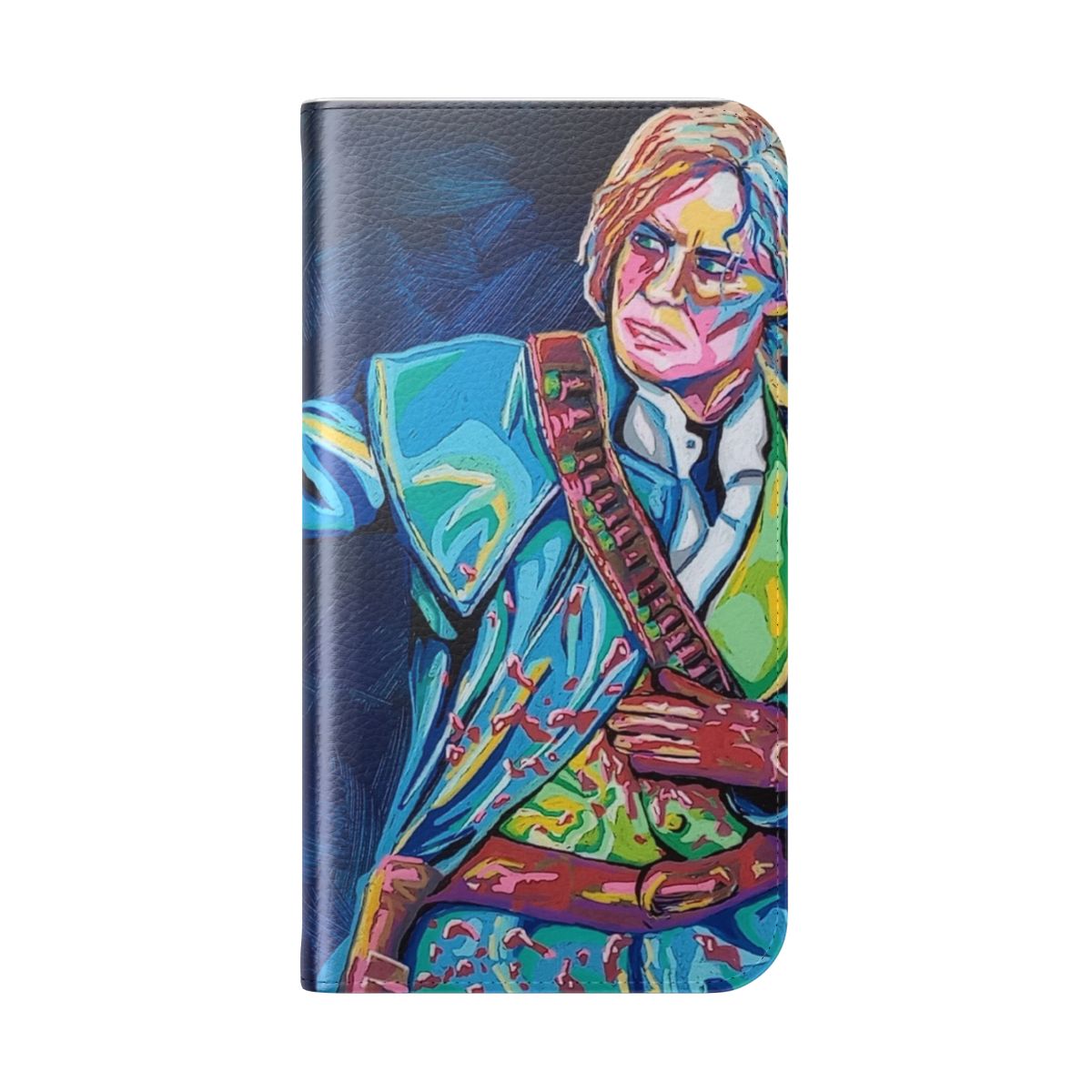 Sadie Adler inspired flip cover phone case featuring traditional artwork in posca markers - Folded Back