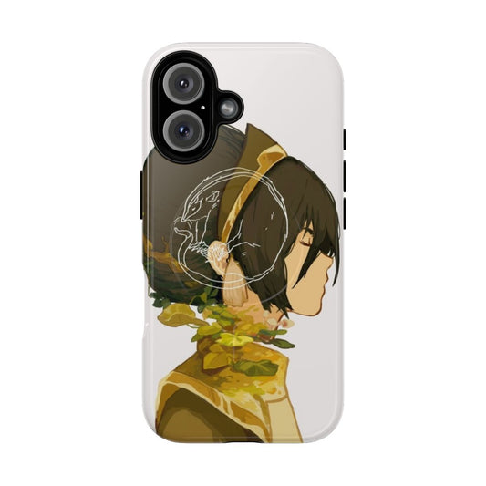 Toph Beifong-inspired magnetic tough phone case with earthbender and badger mole design