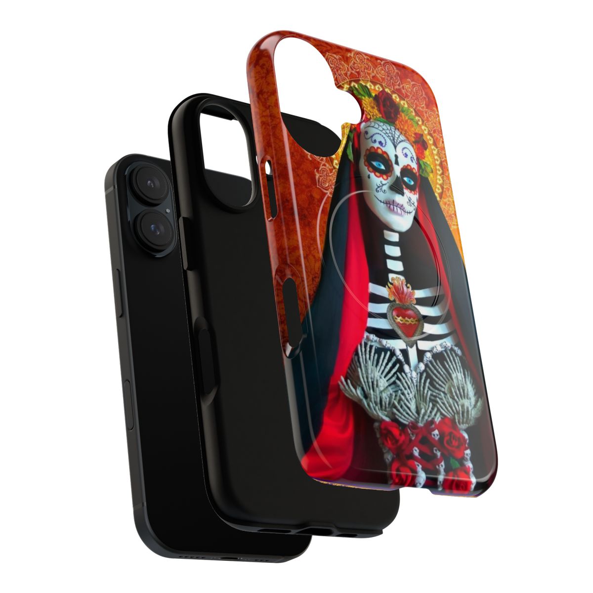 Artistic sugar skull phone case with Mexican cultural elements - Layers