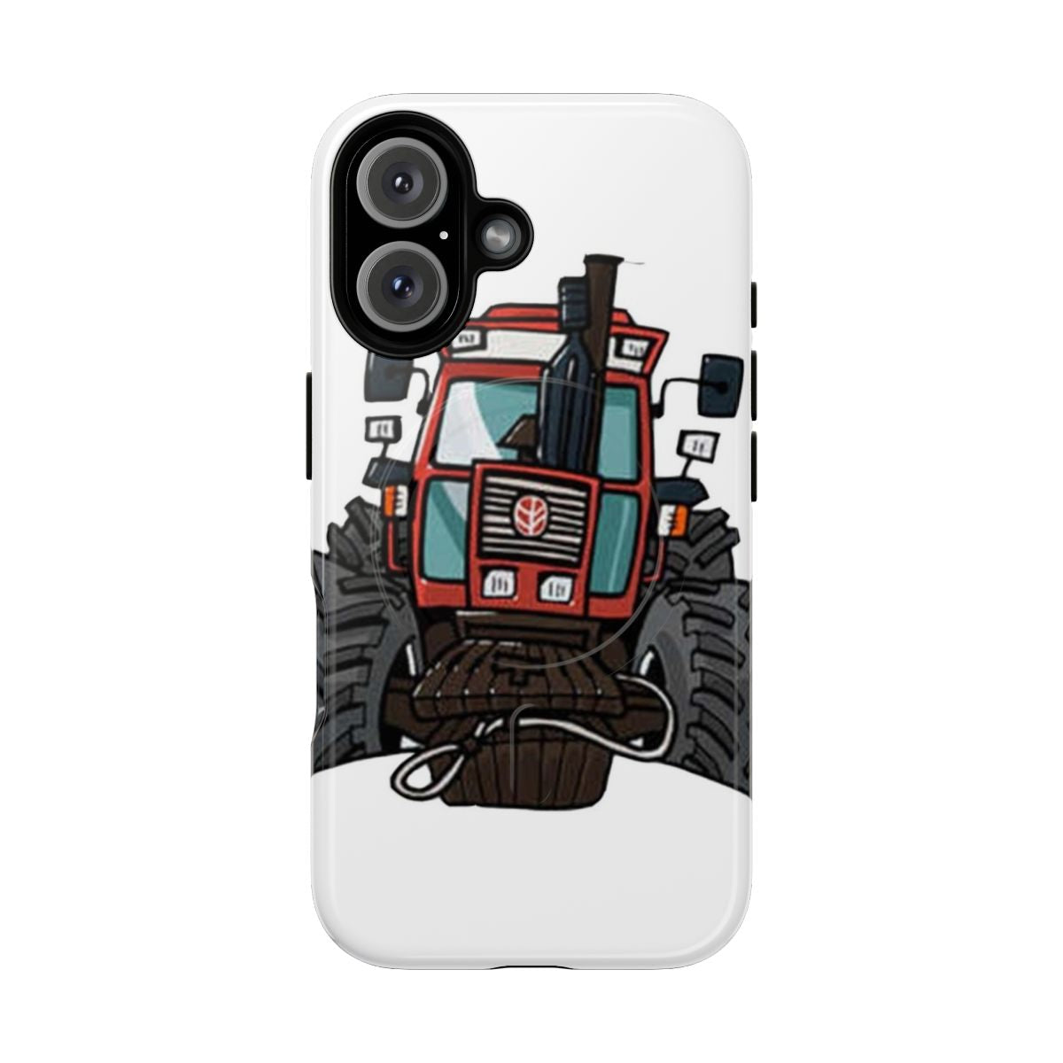 Magnetic tough phone case with tractor and farm machinery design