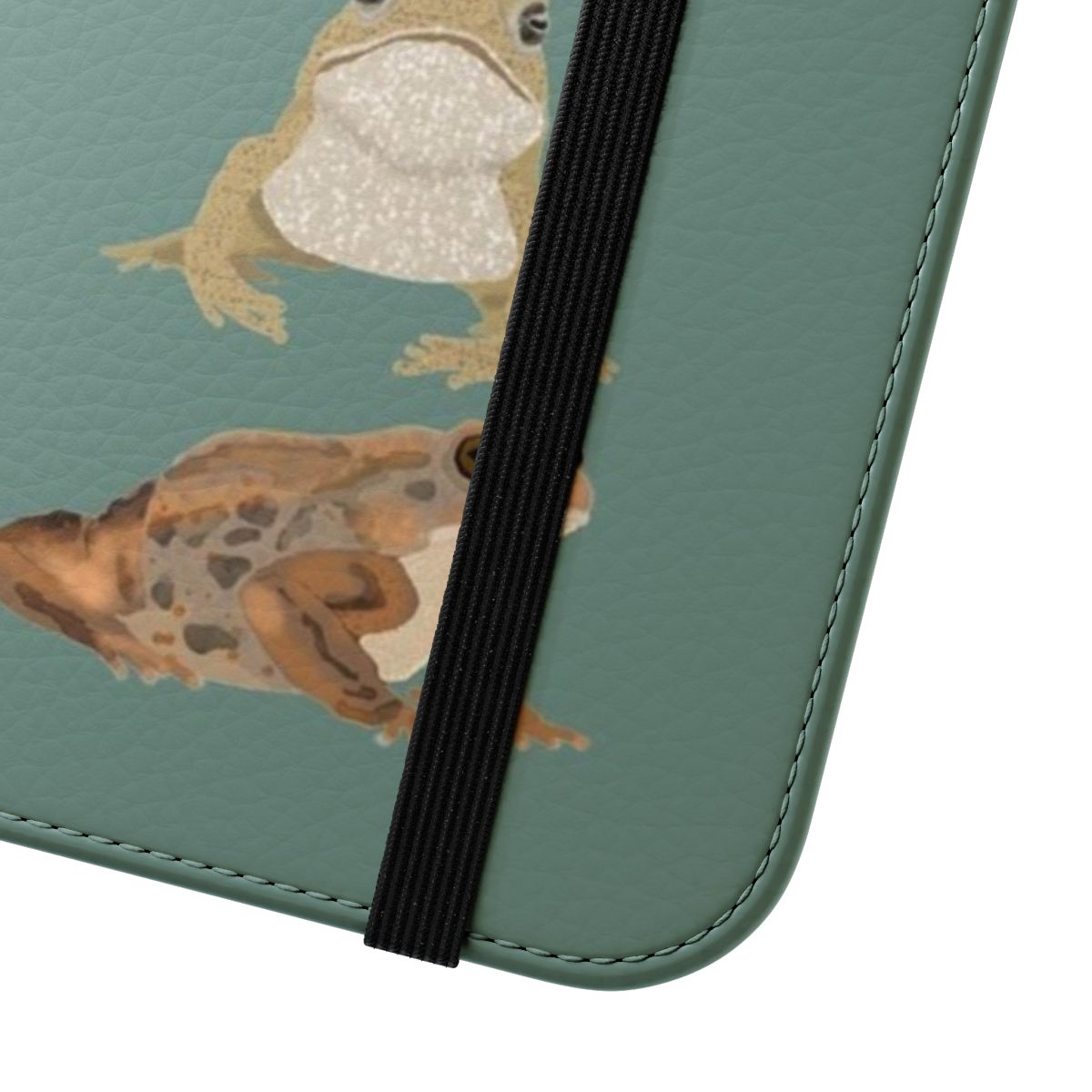 A flip cover phone case with a cute toad illustration. - Close Up