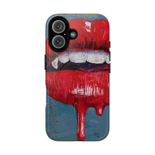 Intricate oil painting-style vampire phone case with dripping blood design