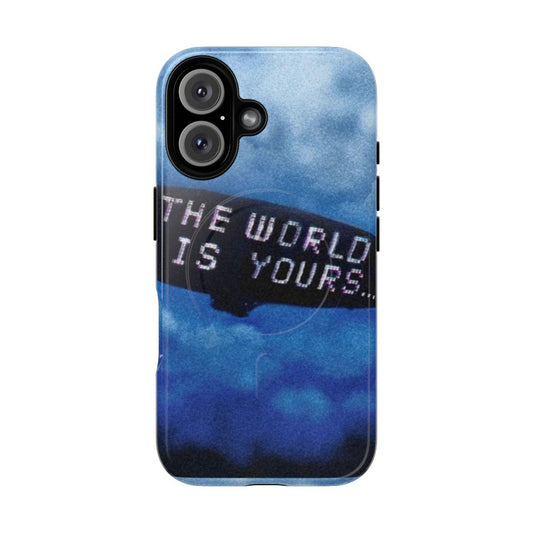 Magnetic tough phone case with vintage aesthetic and abstract space design