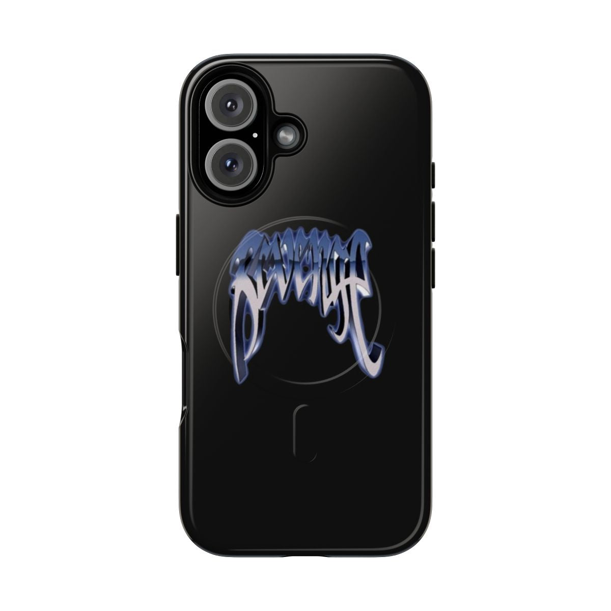 Chrome black magnetic tough phone case with music-inspired design