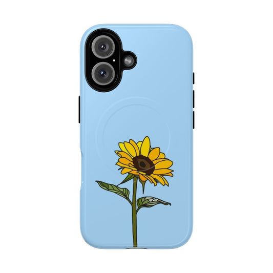 Aesthetic sunflower phone case with a tough magnetic design