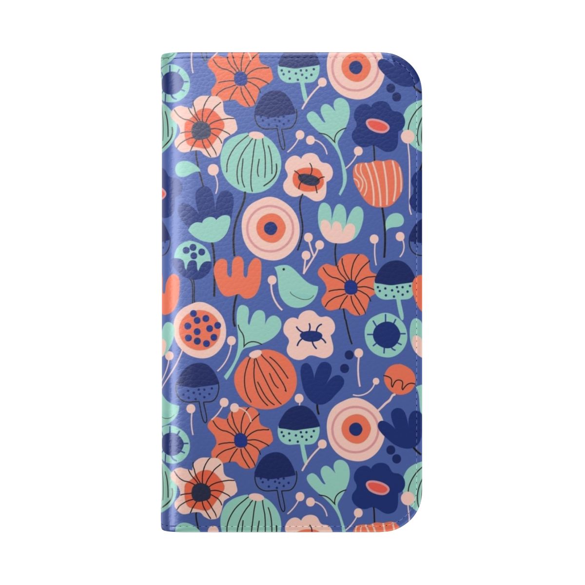 Vibrant blue garden floral phone case with beautiful botanical pattern - Folded Back