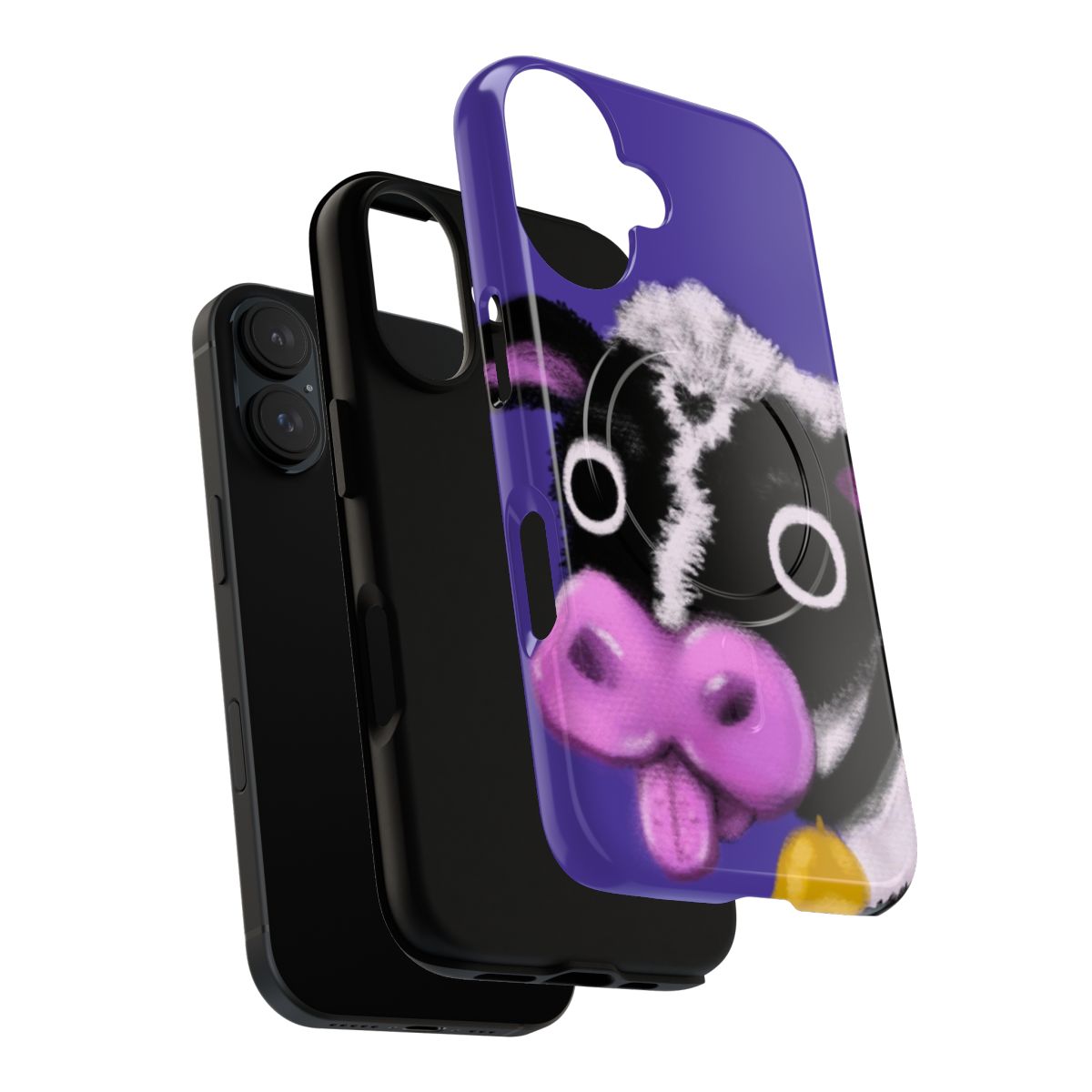 Cow-themed magnetic tough phone case with a playful, colorful design - Layers