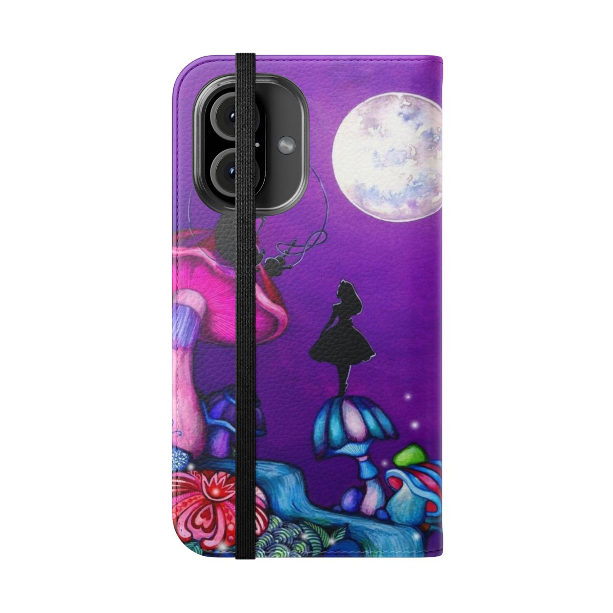 Vintage-inspired Alice in Wonderland and Caterpillar flip phone case design - Folded Front