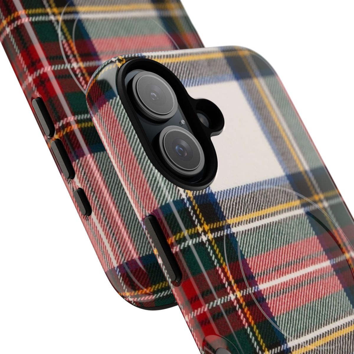 Vintage Scottish tartan pattern phone case with magnetic closure - Detail