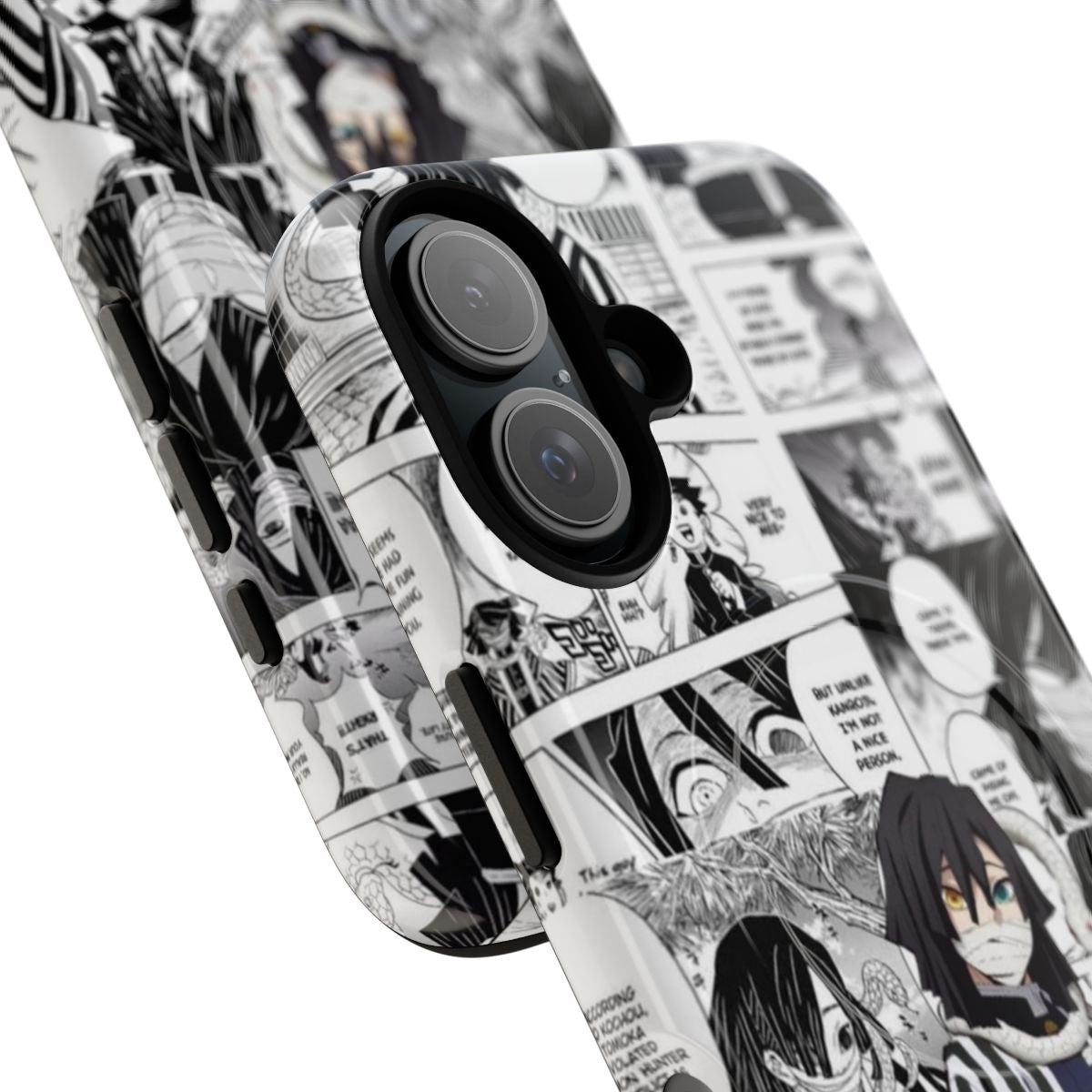 Iguro Obanai-inspired magnetic tough phone case featuring Demon Slayer anime characters - Detail