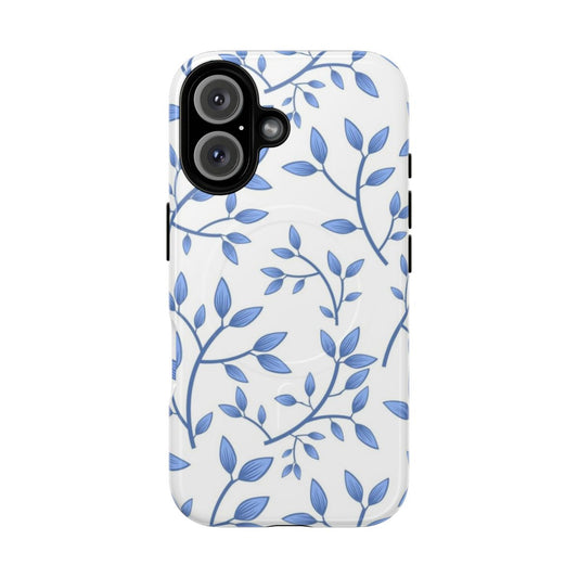 Vibrant floral and leaf watercolor pattern on a phone case