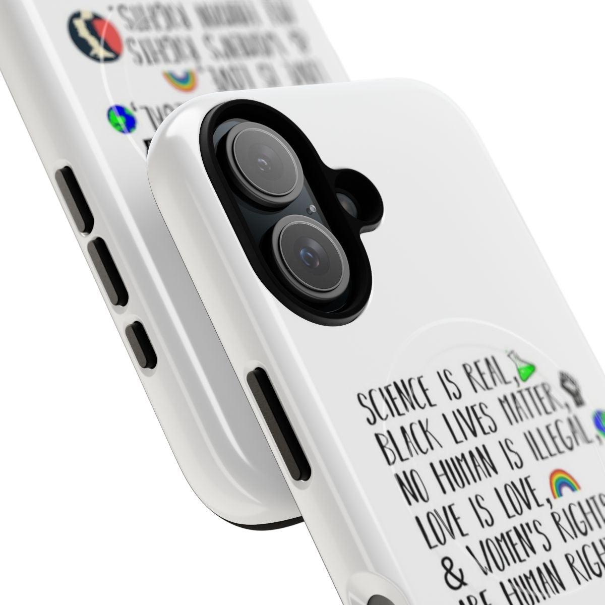 Magnetic tough phone case with progressive message and graphics - Detail