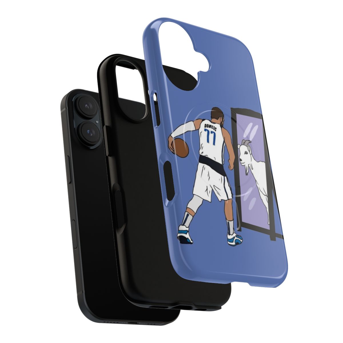 Magnetic tough phone case featuring a mirror design inspired by Luka Doncic, the basketball superstar. - Layers