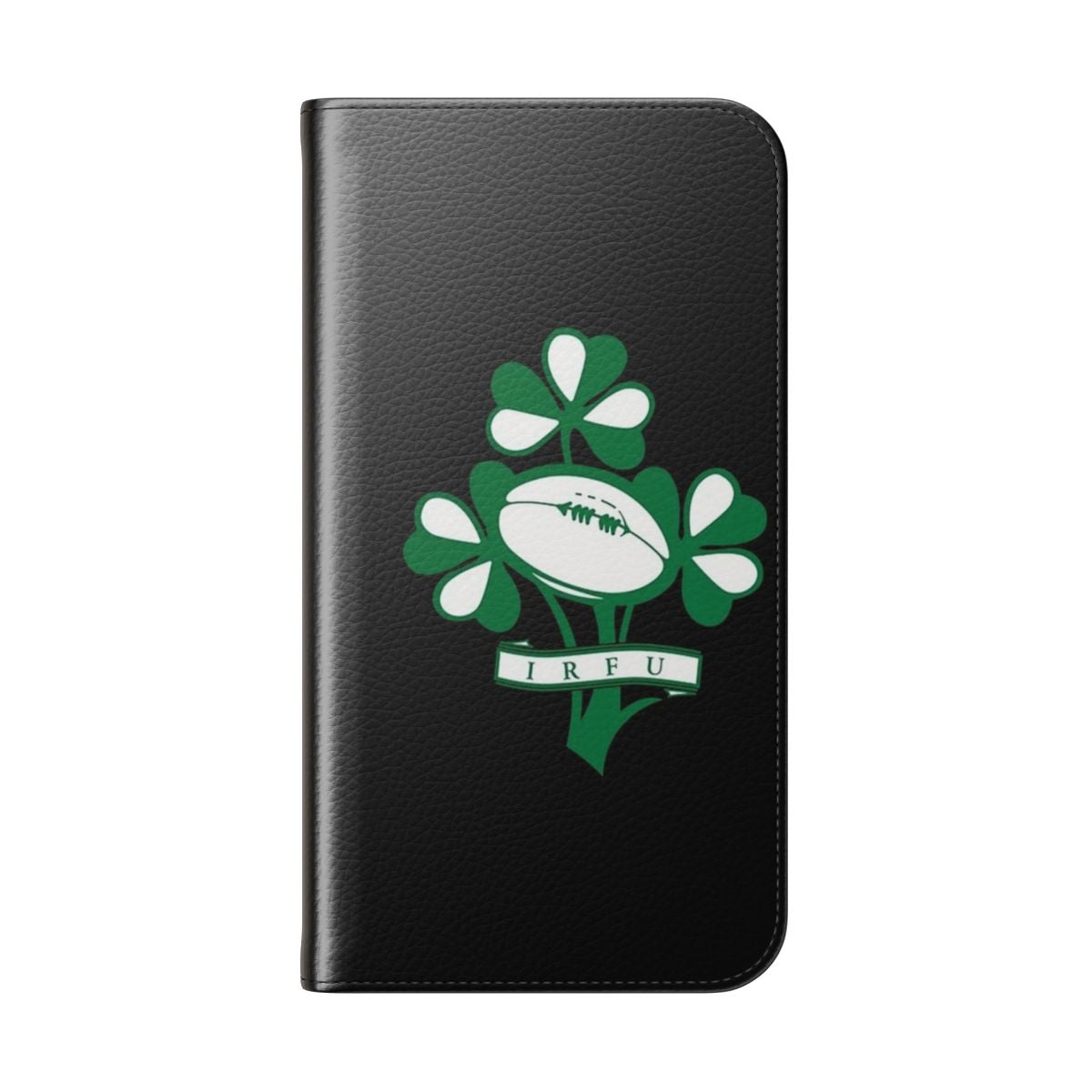 Sleek and durable phone case cover featuring an Ireland rugby union inspired design. - Folded Back