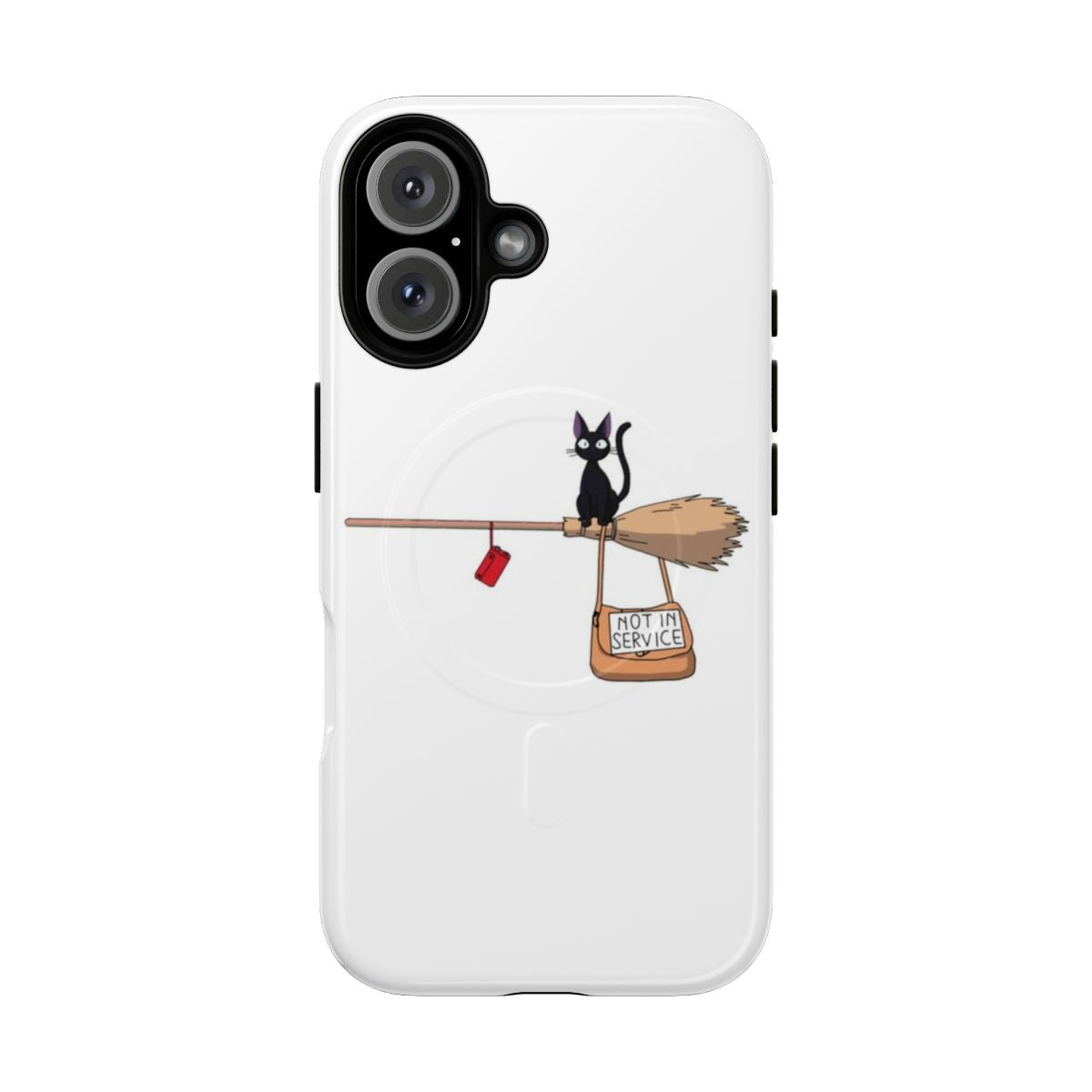 Colorful magnetic phone case with Jiji the cat from Studio Ghibli's Kiki's Delivery Service