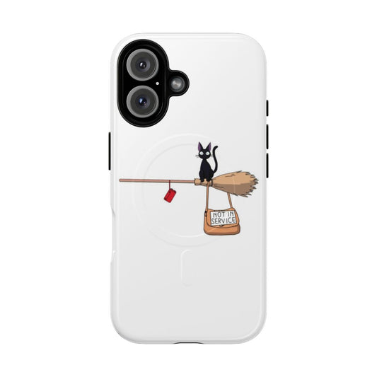 Colorful magnetic phone case with Jiji the cat from Studio Ghibli's Kiki's Delivery Service