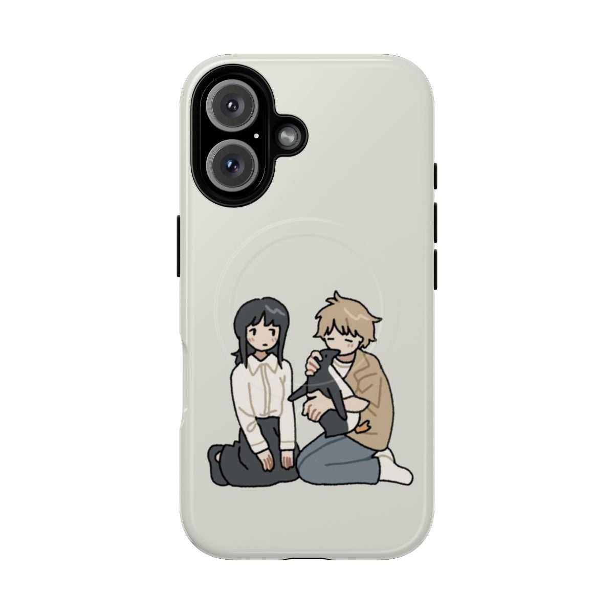 Penguin-themed magnetic tough phone case with cartoon anime design