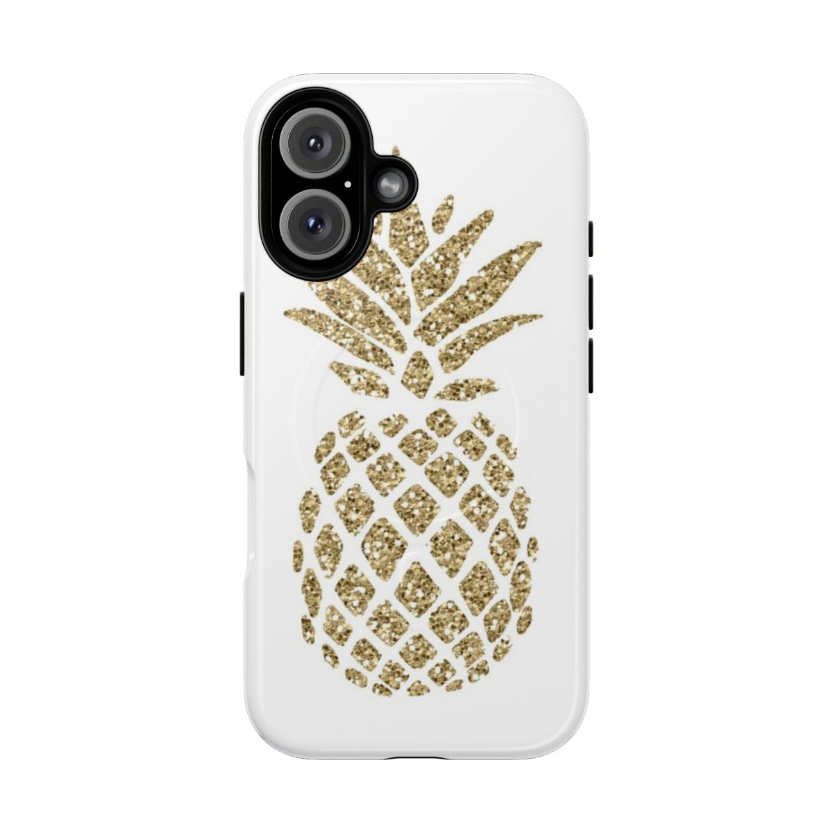 Vibrant gold glitter pineapple phone cases with a watercolor, splatter design