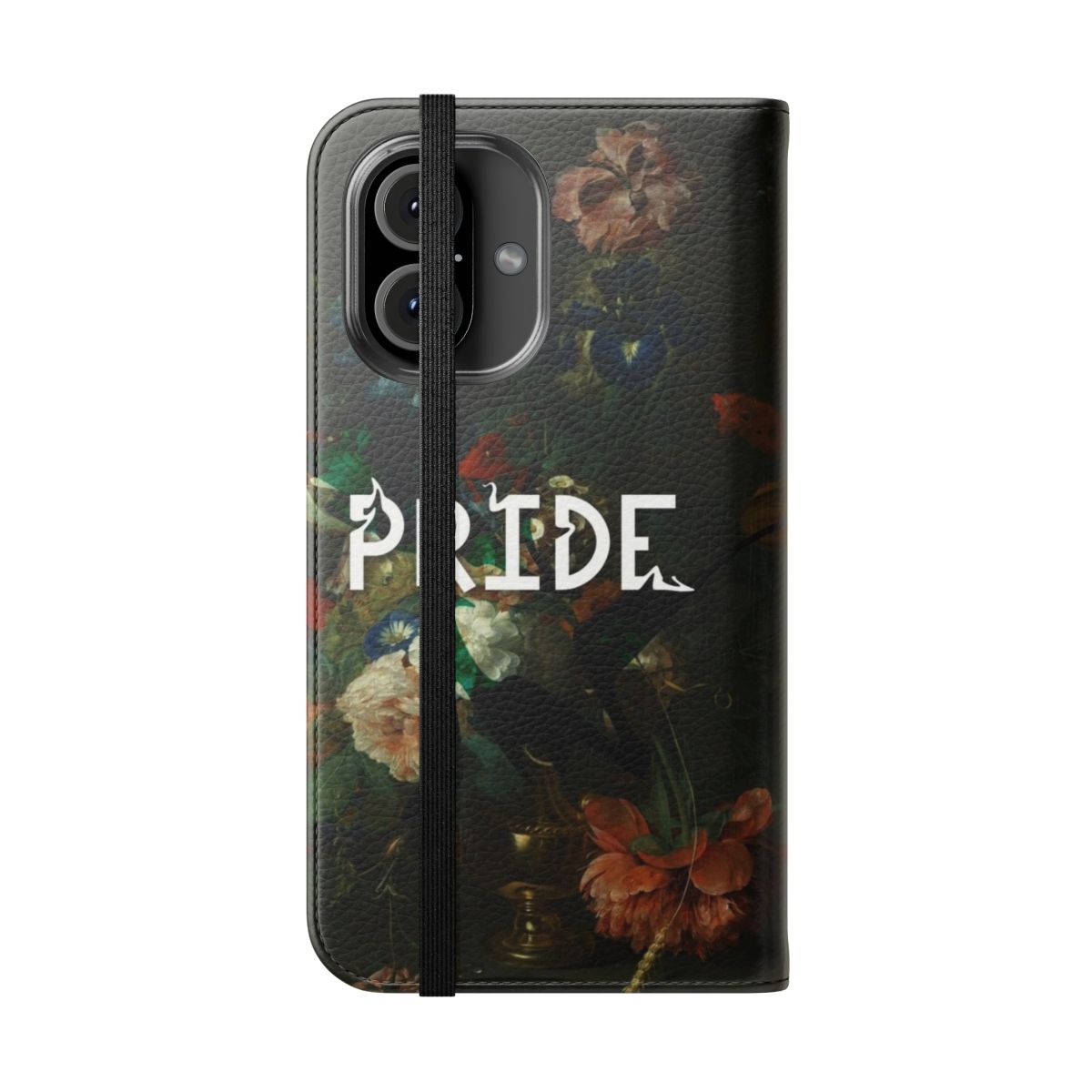 A vibrant and stylish pride phone case featuring a floral design. - Folded Front