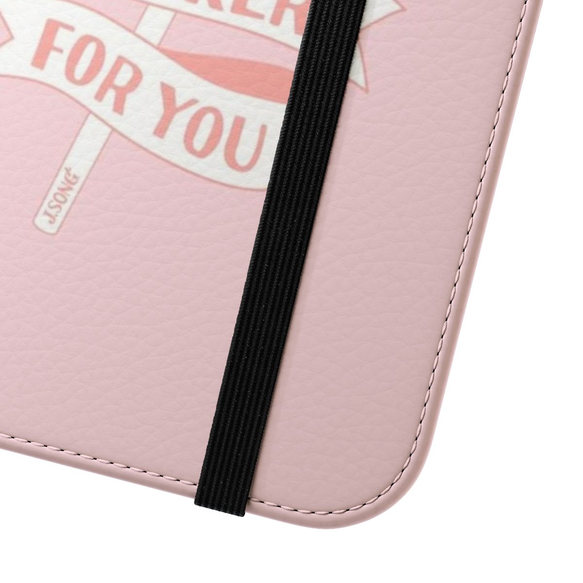 Vibrant peach and pink lollipop-inspired flip cover phone case - Close Up