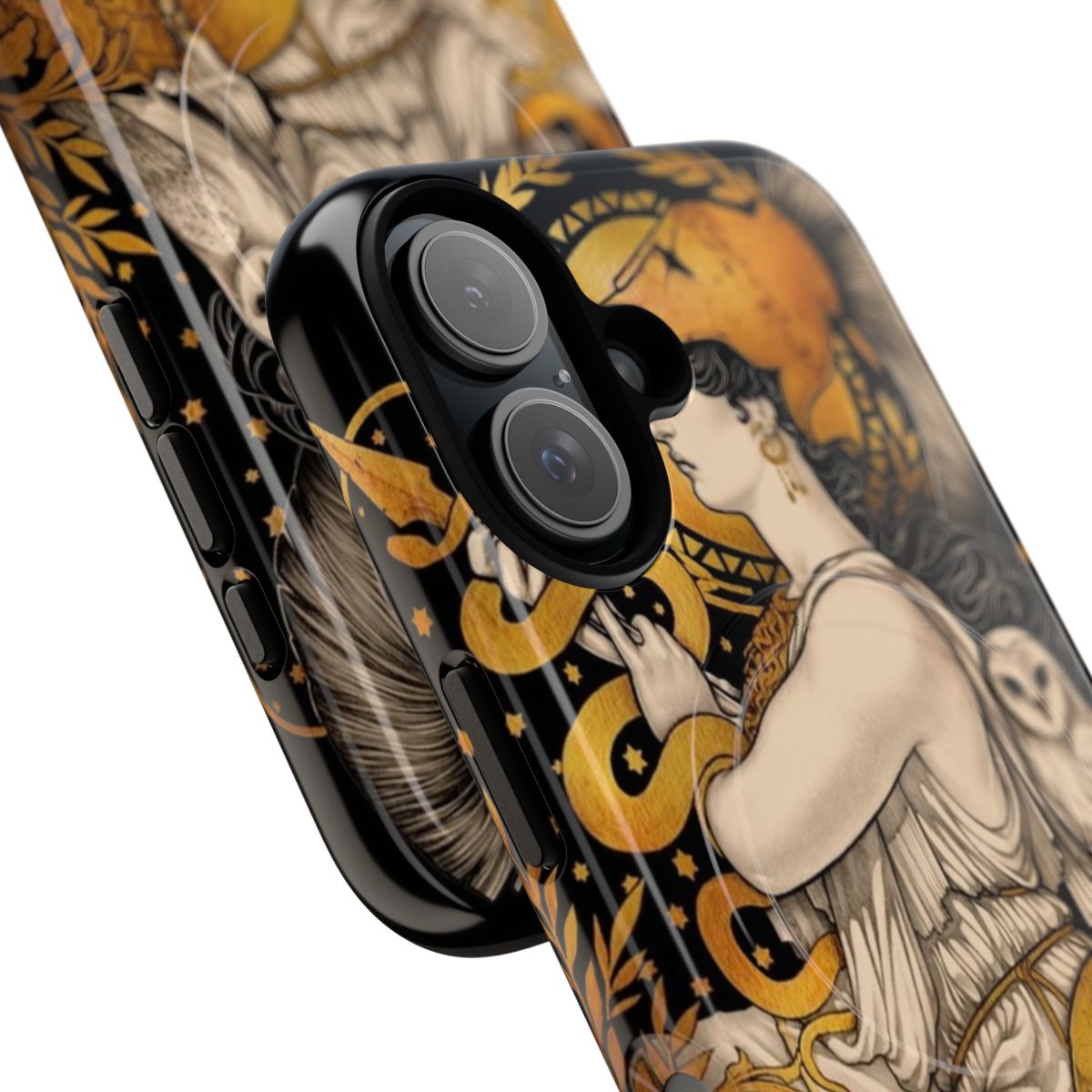 Magnetic phone case featuring Greek goddess Pallas Athena with art nouveau design - Detail