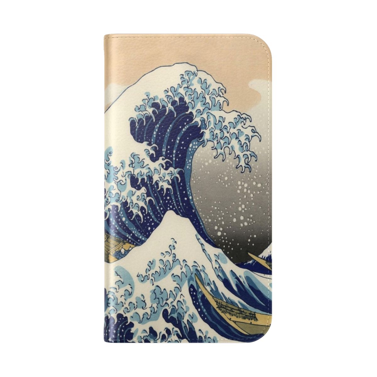 Flip cover phone case with the iconic Great Wave off Kanagawa design - Folded Back