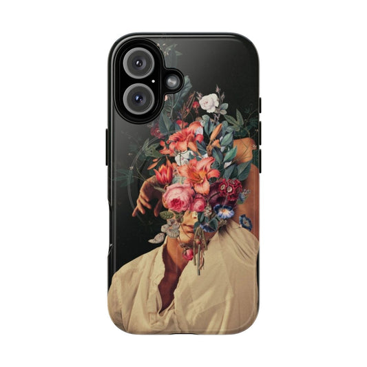 Artistic floral and botanical phone case featuring a surreal rose portrait design.