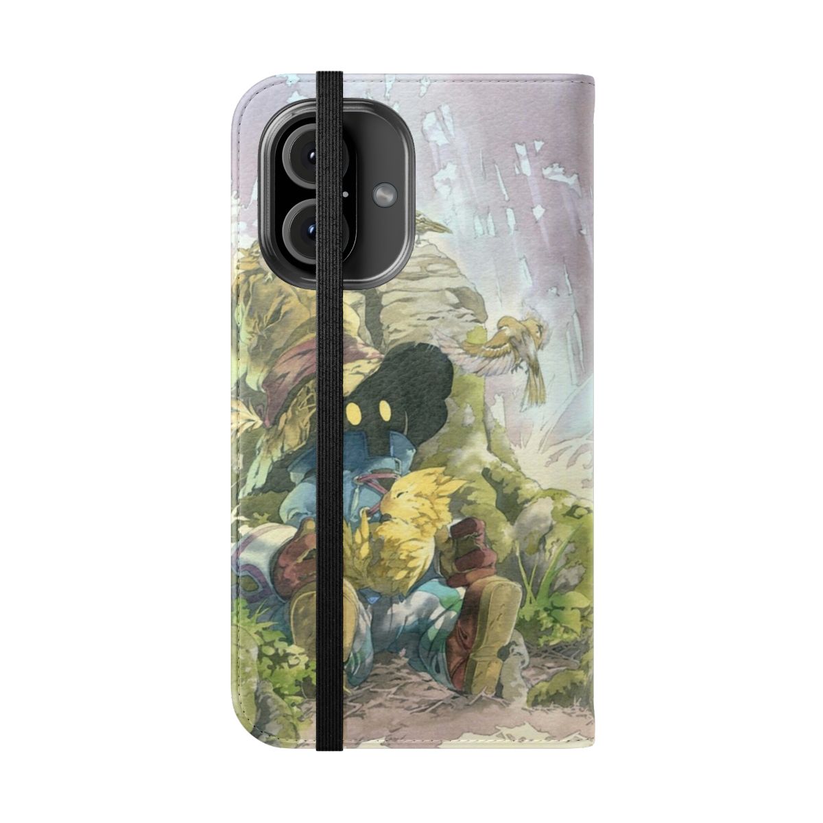 Vivi Rain Flip Cover Phone Case with Chocobo, Fantasy-Inspired Design - Folded Front