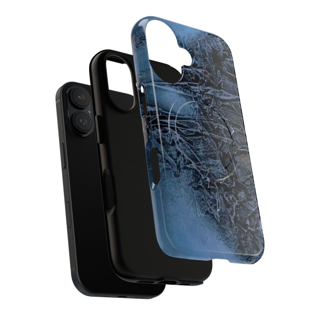 Sleek and modern blue abstract moon phone case - Layers