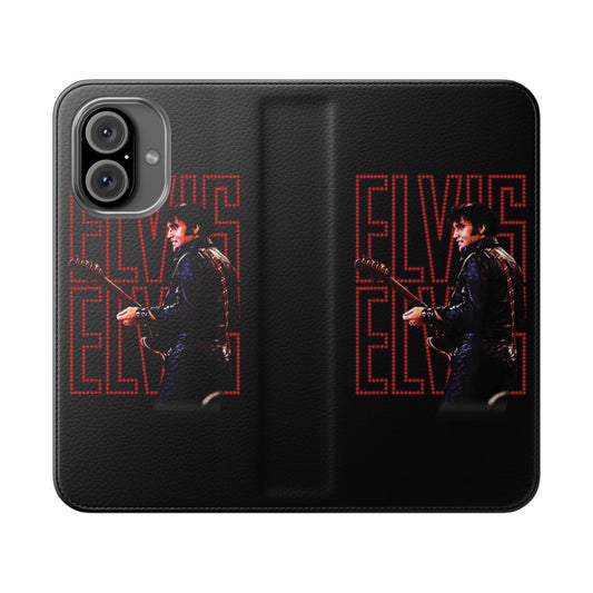 Vintage inspired flip cover phone case featuring the iconic King of Rock and Roll, Elvis Presley.