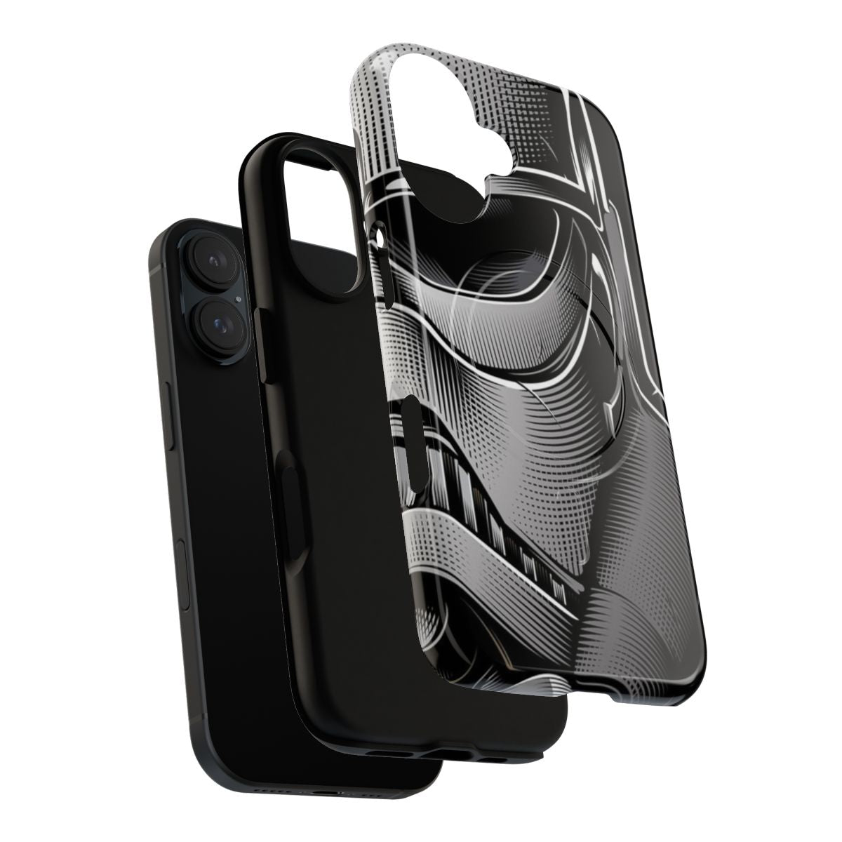 Artistic robot-themed magnetic protective phone case for iPhone models - Layers