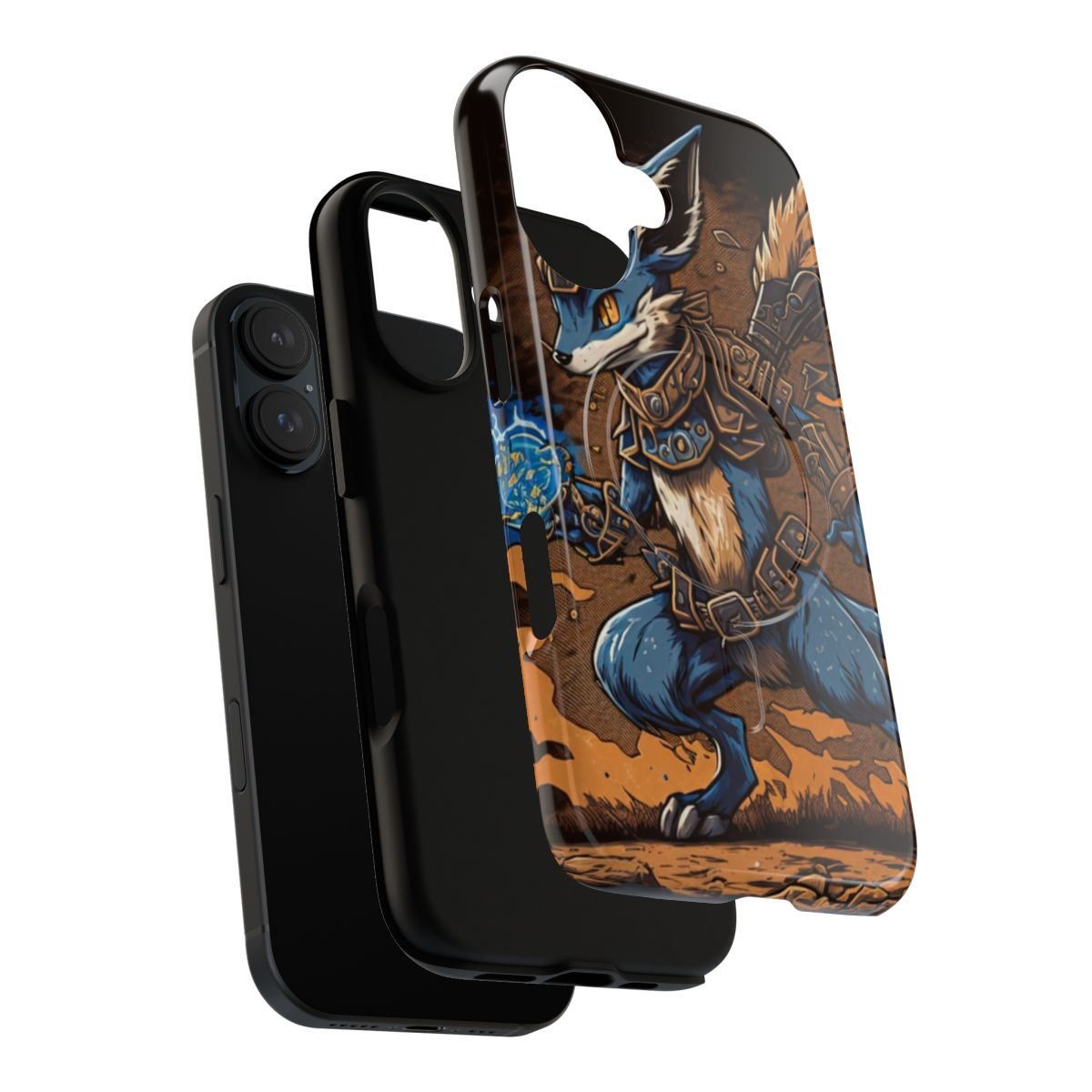 Lucario-themed magnetic protective phone case with tough design - Layers