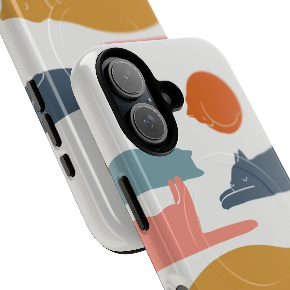 Image of an artistic cat landscape design on a magnetic phone case. - Detail