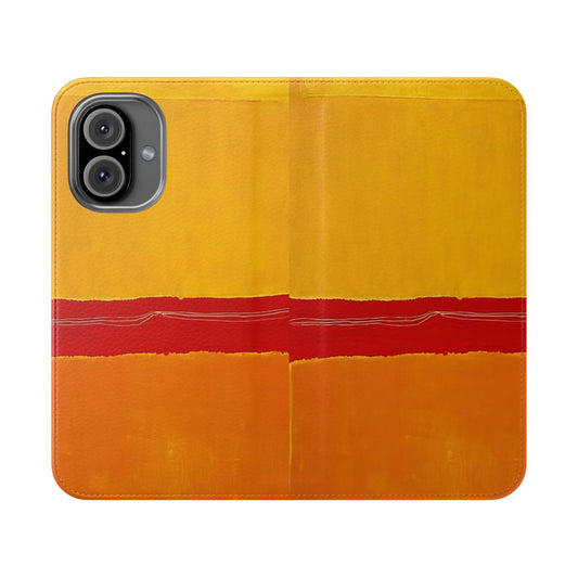 Vibrant retro abstract art phone case design inspired by the color field paintings of Mark Rothko.